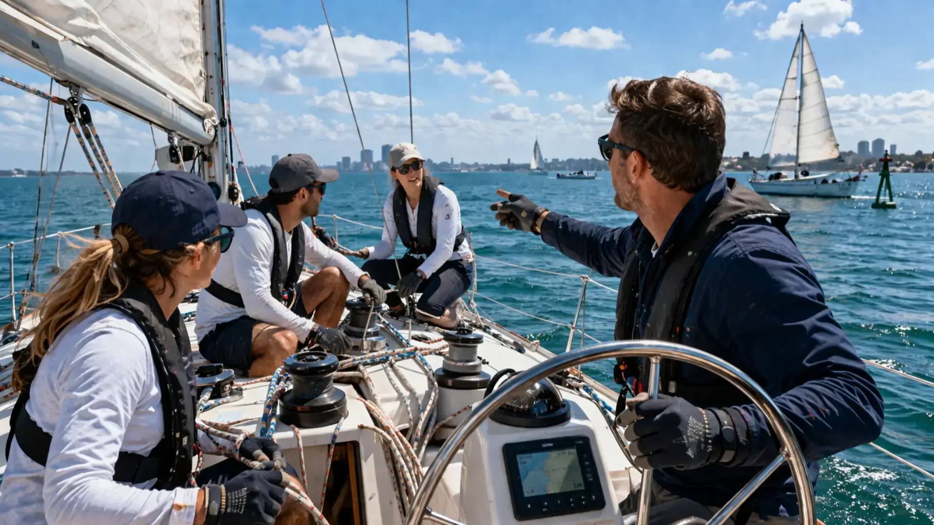 Crew communication sailing coordinating maneuvers on water